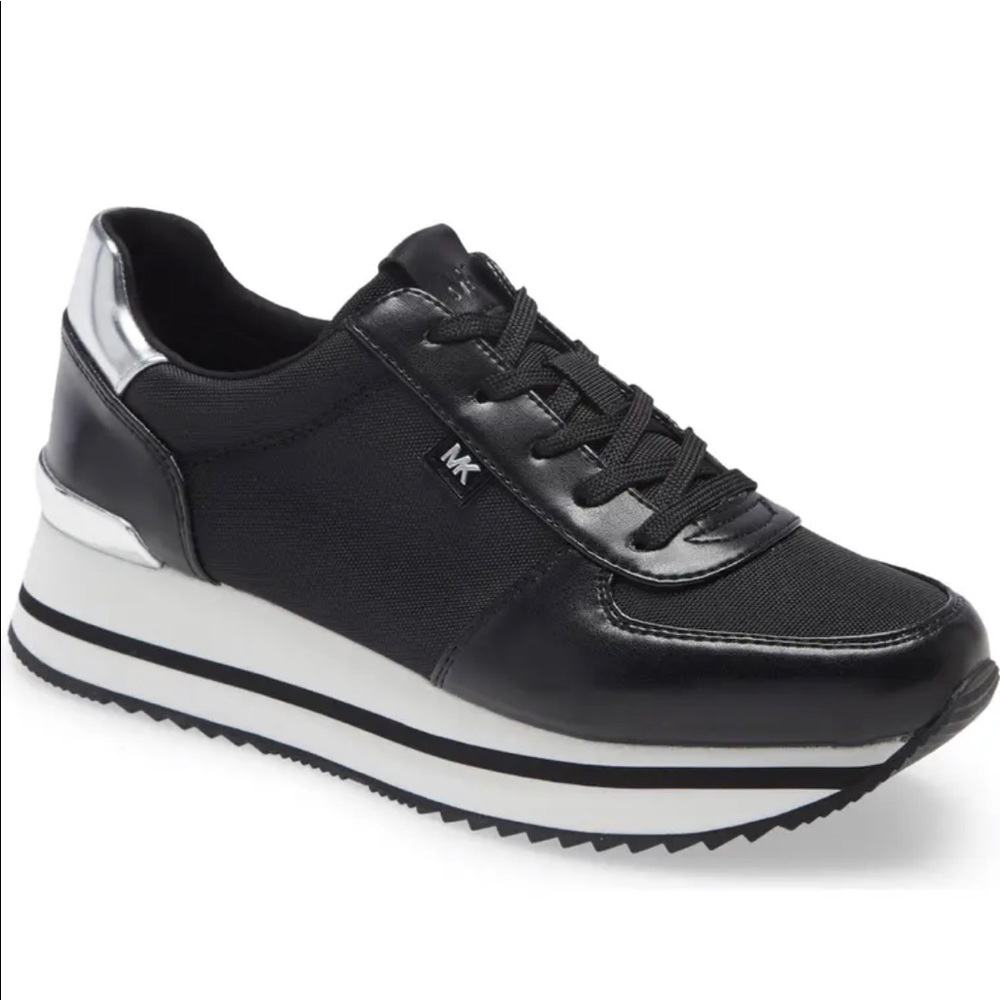 MICHAEL KORS MONIQUE TRAINER CANVAS Black Size:9 - Picture 2 of 7